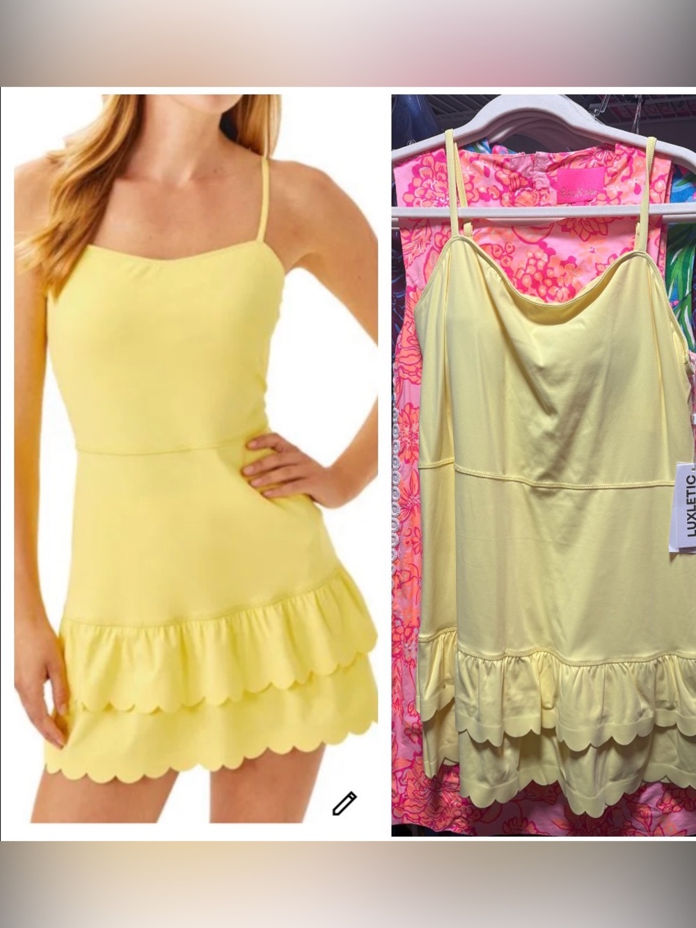 Lilly Pulitzer nwt meisha Luxletic dress and shorts Yellow Ruffle Mini Dress